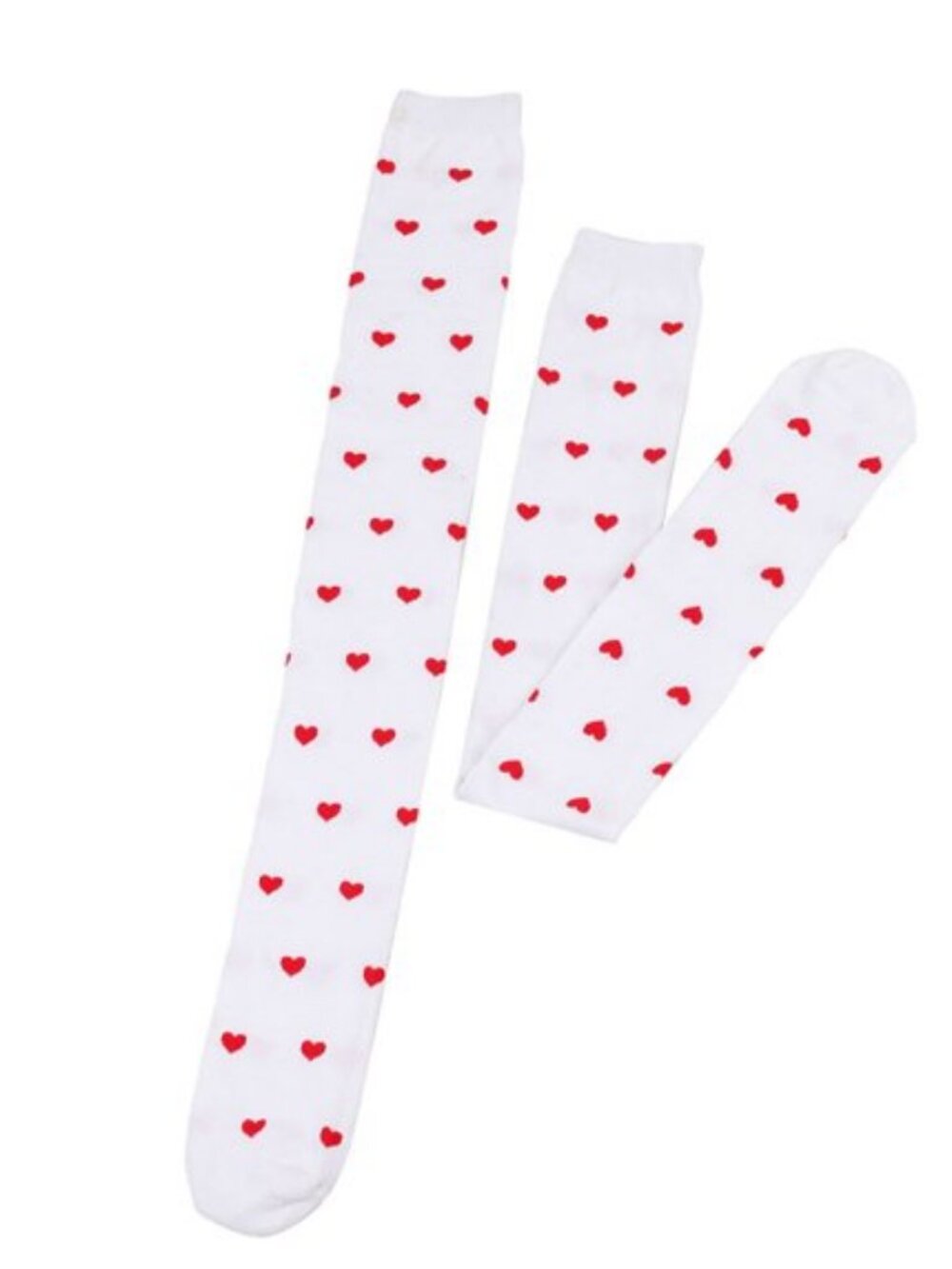 Hearts Pattern White Thigh Highs